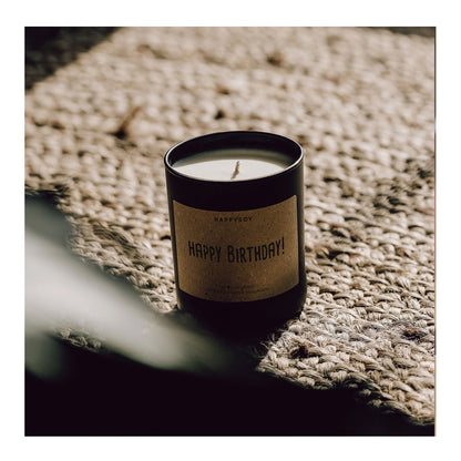 HAPPYSOY Duftkerze mit Spruch - Happy Birthday - und wundervollem Duft