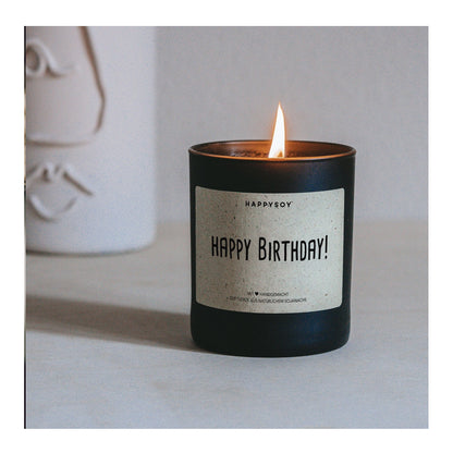 HAPPYSOY Duftkerze mit Spruch - Happy Birthday - und wundervollem Duft
