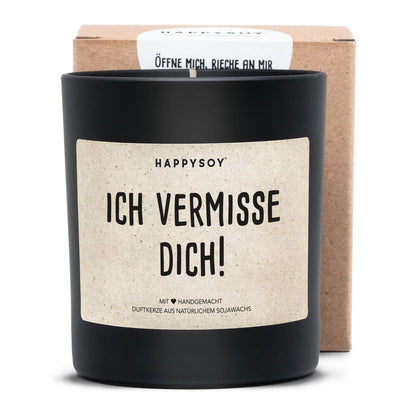 HAPPYSOY Duftkerze mit Spruch - Ich vermisse dich - und wundervollem Duft