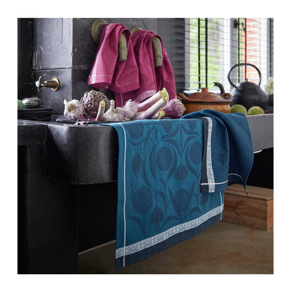 LE JACQAURD FRANCAIS Geschirrtuch, 60x80 cm, L'ail I Knoblauch I Jugendstil blau