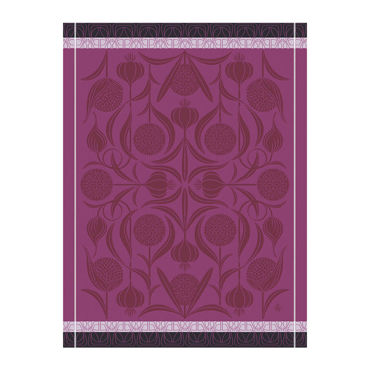 LE JACQAURD FRANCAIS Geschirrtuch, 60x80 cm, L'ail I Knoblauch I Jugendstil fuchsia lila