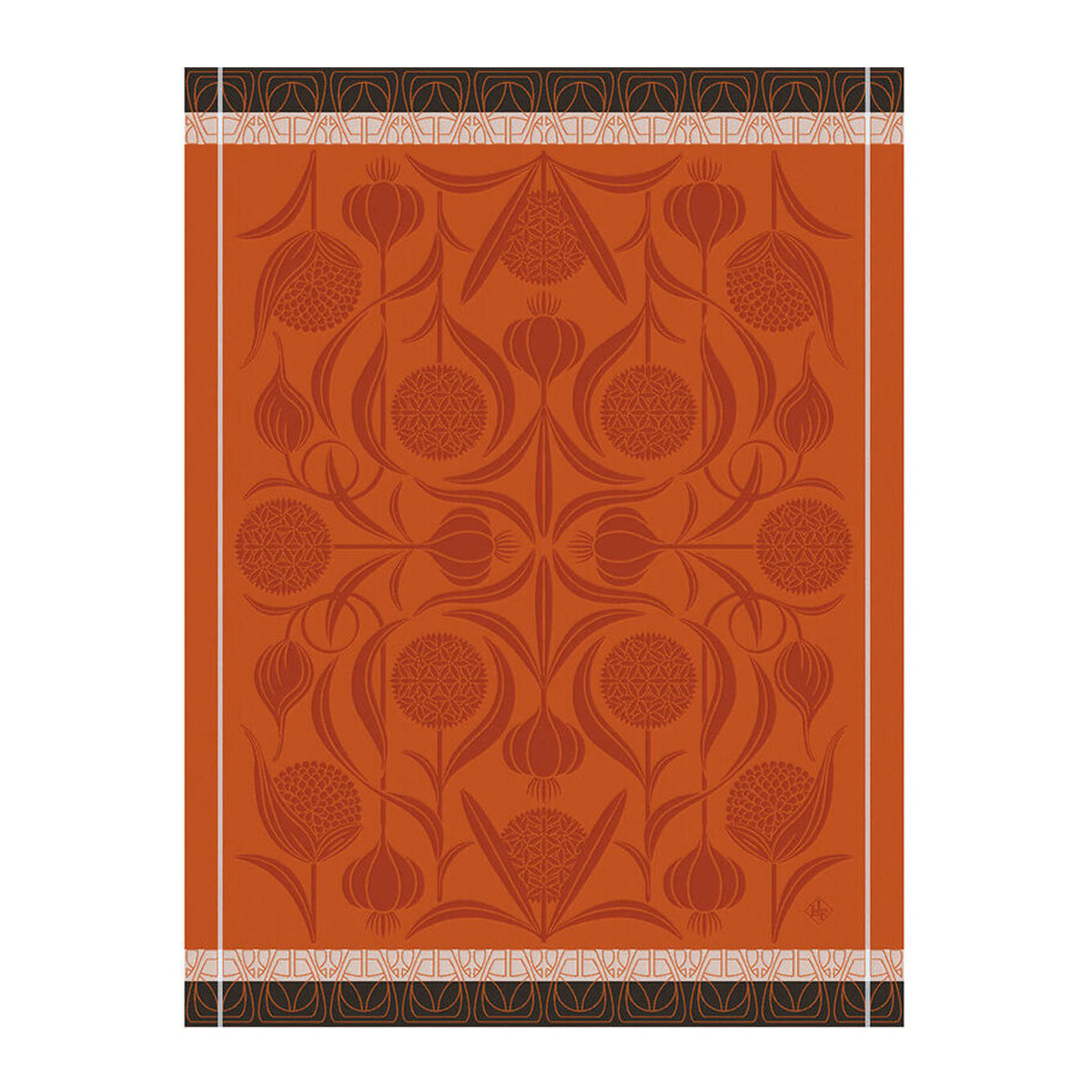 LE JACQAURD FRANCAIS Geschirrtuch, 60x80 cm, L'ail I Knoblauch I Jugendstil orange