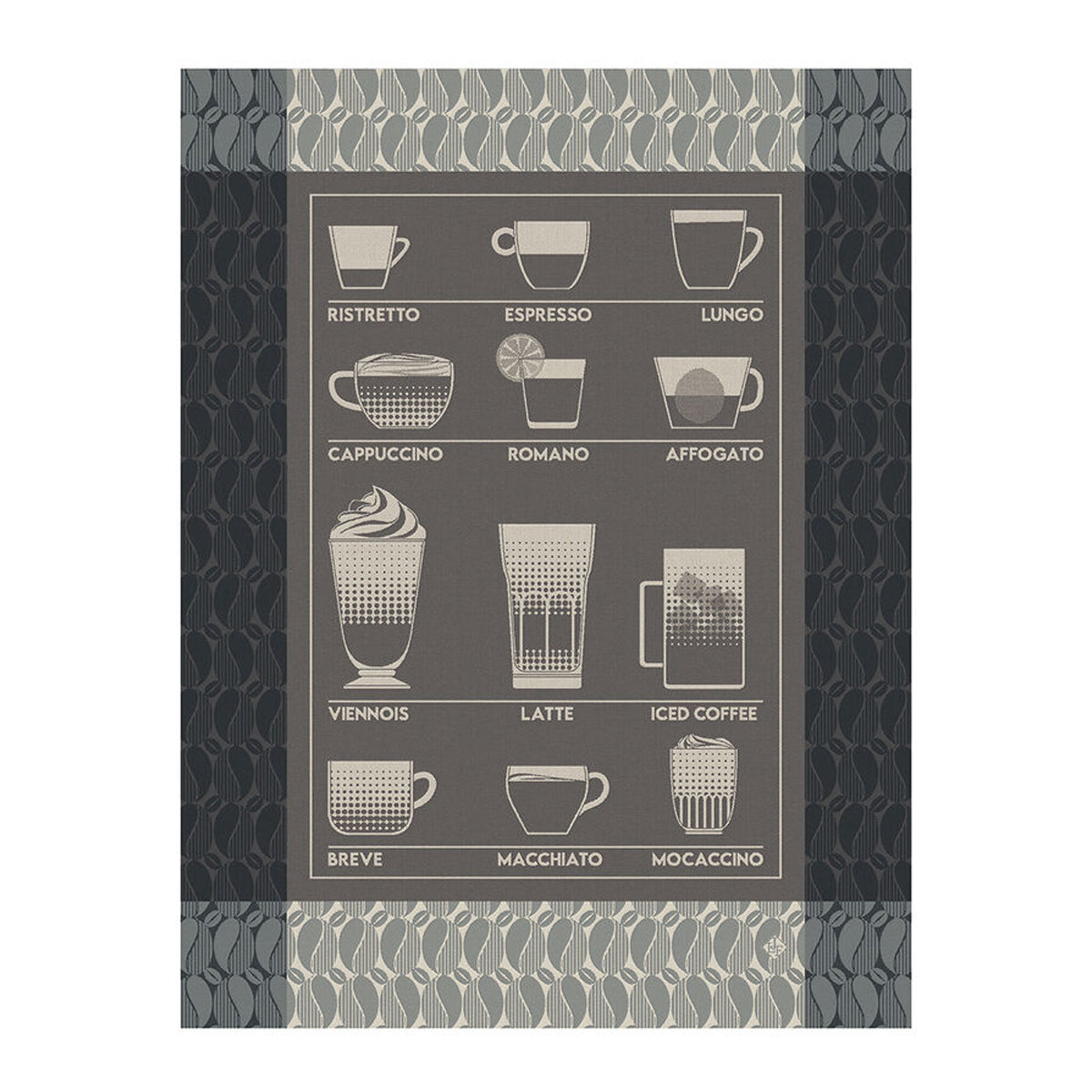 LE JACQAURD FRANCAIS Geschirrtuch, 60x80 cm, Kaffee Barista schwarz